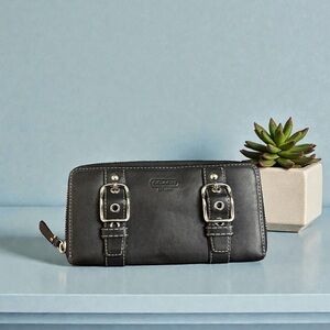 Coach black Leather Wallet with Silver Accents